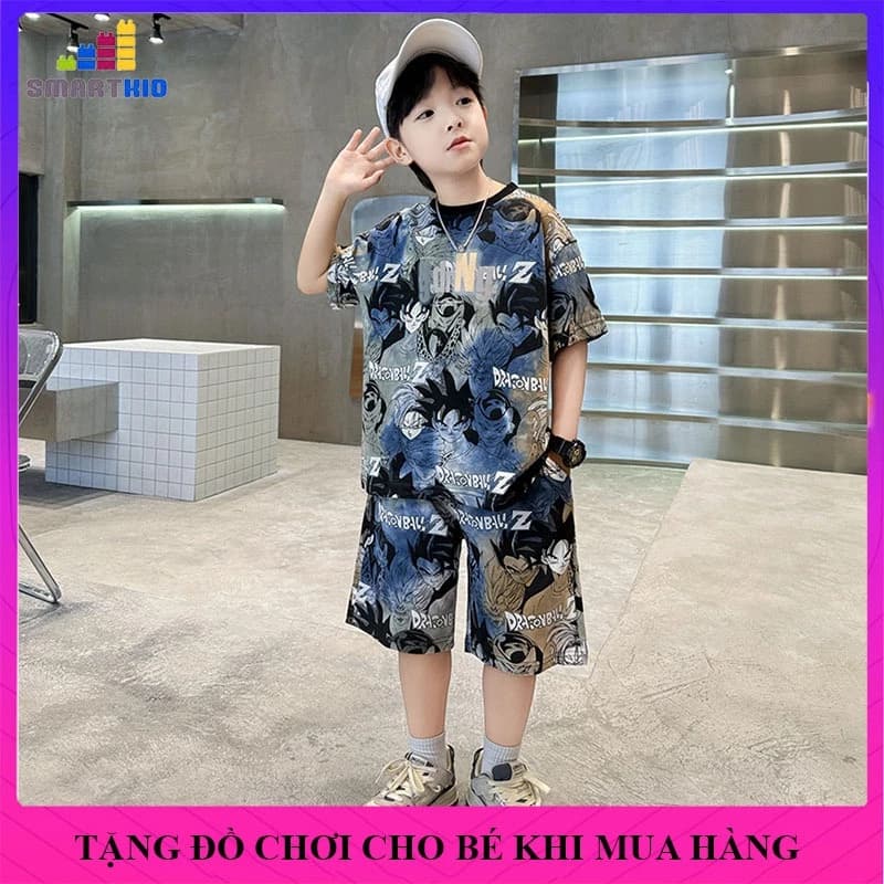 Bộ đồ mùa hè bé trai mẫu Songoku2 vải thun lạnh size từ 18-50kg, bộ quần áo hè bé trai set đồ cộc bé trai, đồ bộ bé trai