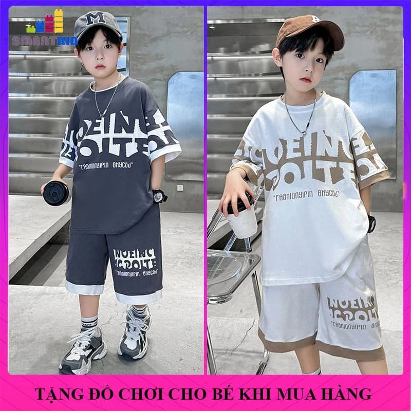 Bộ đồ mùa hè bé trai mẫu FA vải thun lạnh size từ 18-50kg, bộ quần áo hè bé trai, set đồ cộc bé trai, đồ bộ bé trai
