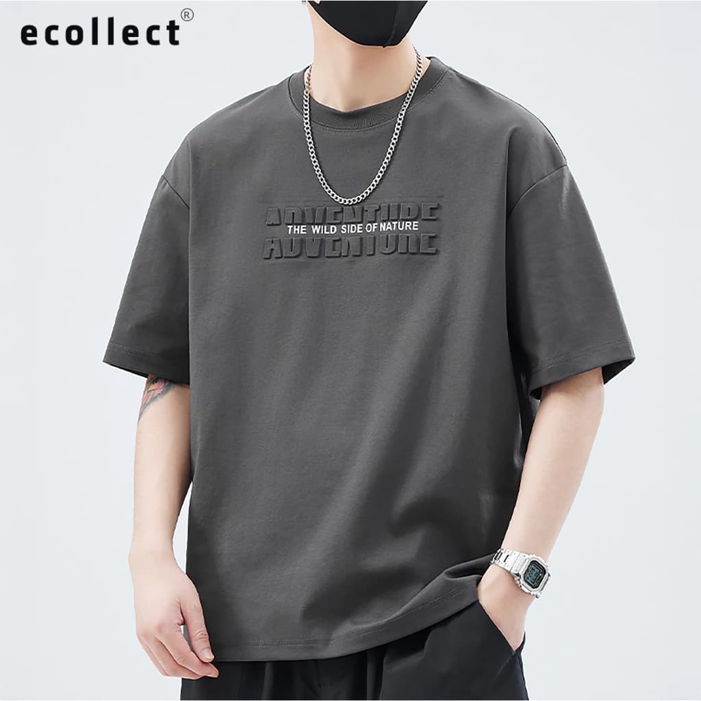 Áo Thun Nam Tay Ngắn ECOLLECT CT17 – Dáng Rộng Thoải Mái, Chất Liệu Cotton Dày Dặn, Phong Cách Mùa Hè 2025