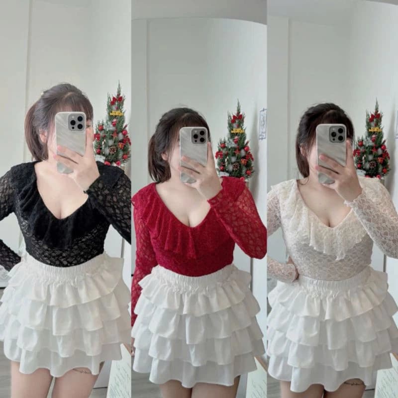 [bigsize60_90Kg] Áo ren nhún bèo(ren suông)