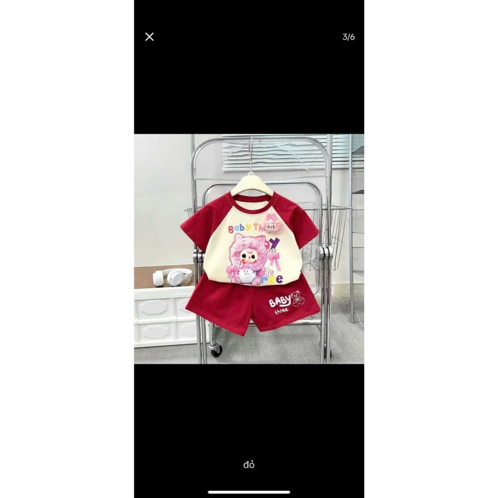 BỘ CỘC TAY PHỐI TRẮNG BABY THREE CHO BÉ GÁI SIZE 6-18KG