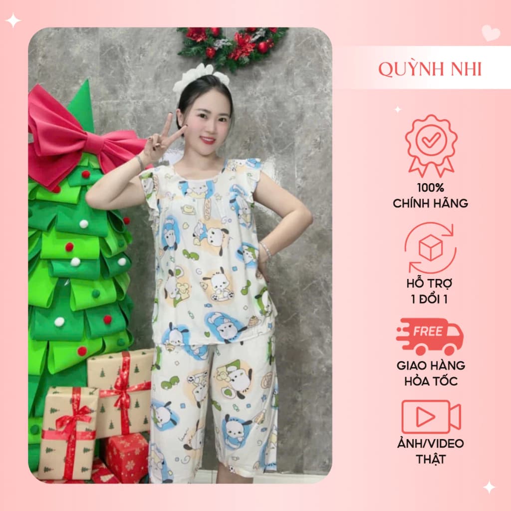 Đồ bộ tole mặc nhà Quỳnh Nhi, quần lửng tay cánh tiên , chất mềm mịn mát, thấm hút mồ hôi - TL224