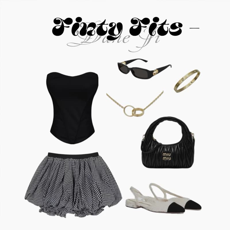 [ 𝐅𝐈𝐍𝐓𝐘 𝐅𝐈𝐓𝐒 ] Set váy bí caro phồng - Corset cúp ' đen gọng silicon dây kéo