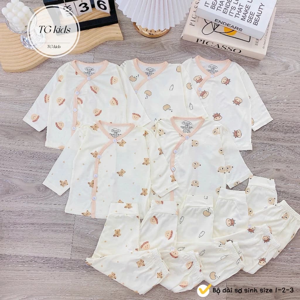 (MS266) Bộ dài tay thun lạnh cho bé sơ sinh họa tiết mới nhất 2025
