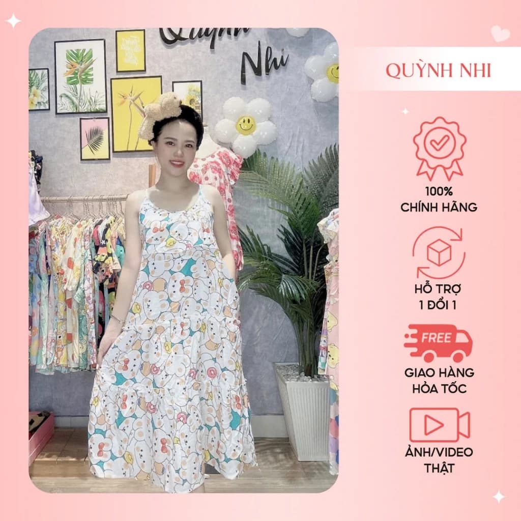VAY14_ĐẦM MẶC NHÀ, ĐẦM TOLE LANH 2 DÂY PHỐI BÈO NGỰC, SIZE 40-85KG