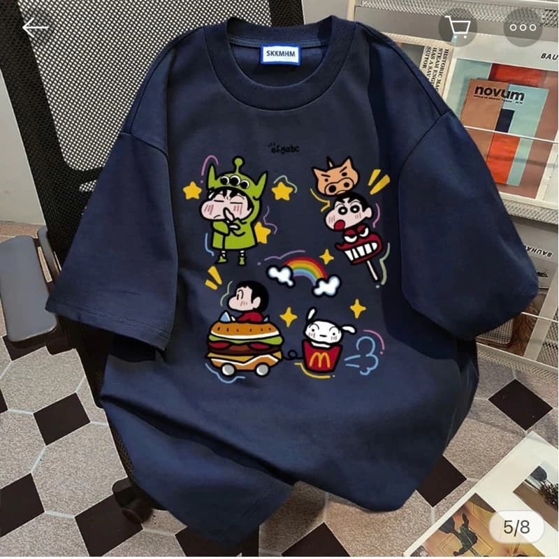 Áo phông thun nam nữ in hình hoạt hình shin cute frend