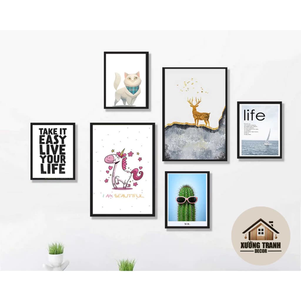 Bộ 6 tranh formex decor nhà cửa, nhiều mẫu mã, có sẵn khung ,... XƯỞNG TRANH DECOR