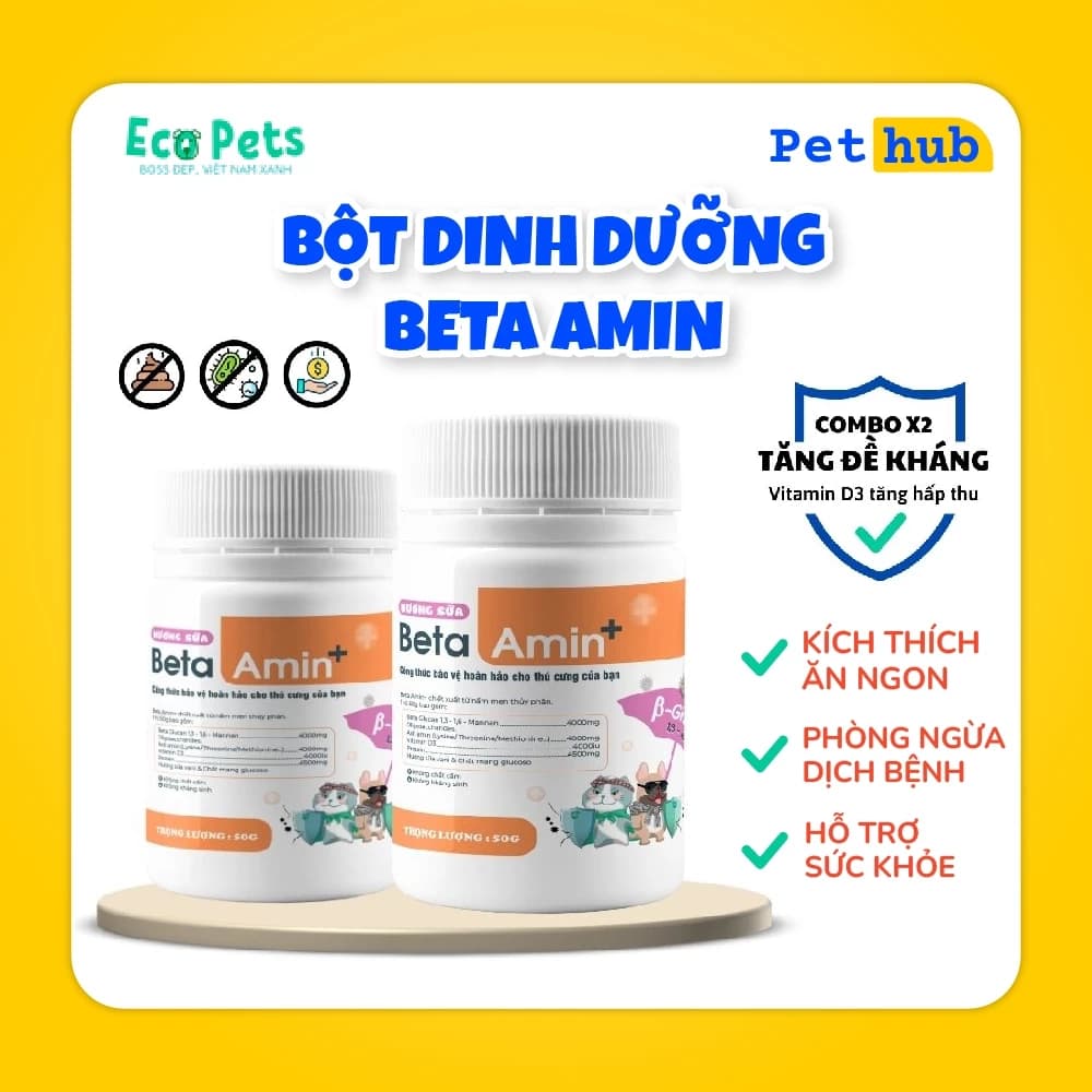[Hũ 50g] Beta Amin - Bột Dinh Dưỡng EcoPets Tăng Cường Đề Kháng & Hỗ Trợ Miễn Dịch Cho Mèo Chó