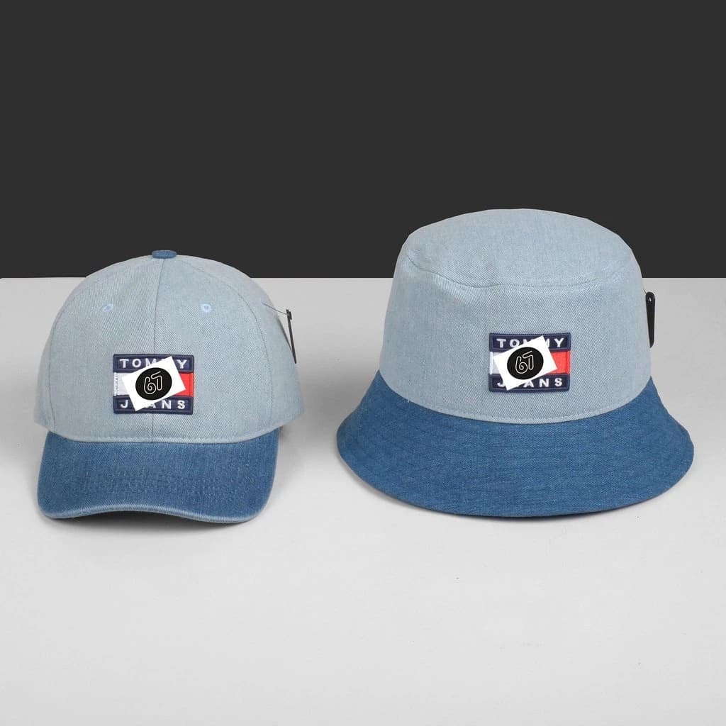 Nón bucket TM, nón kết vải jean, form dẹp