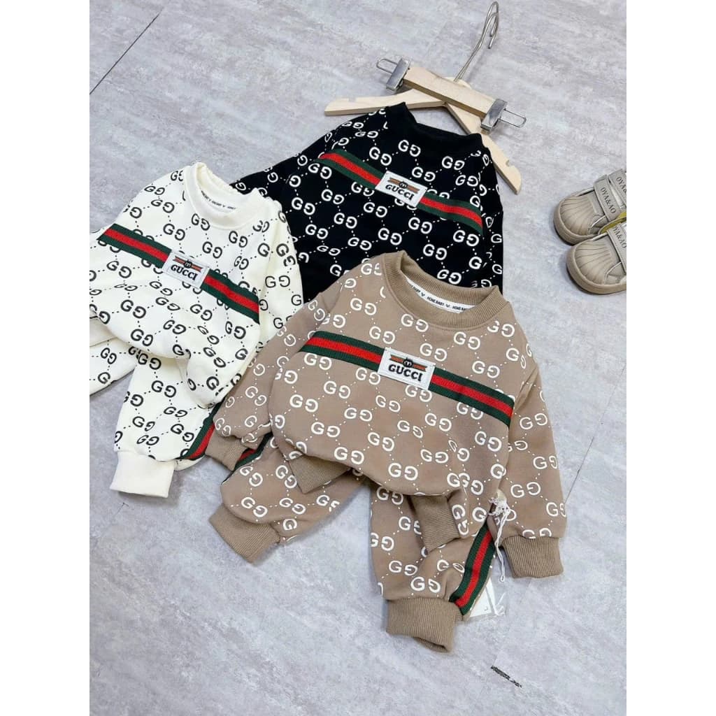 BỘ NỈ DA CÁ IN TRÀN THÂN CHỮ G CHO BÉ SIZE 6-18KG