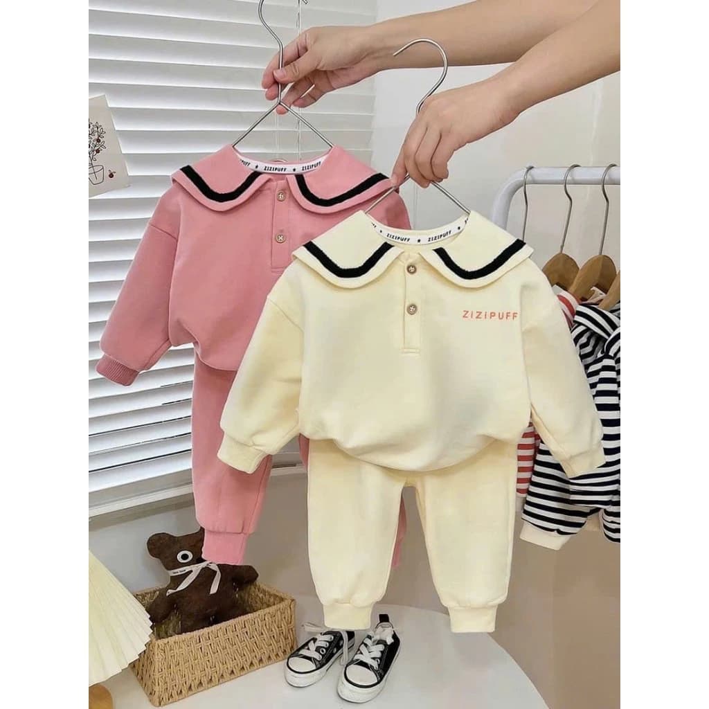 BỘ CỔ SEN NỈ 2 DA CHO BÉ GÁI
