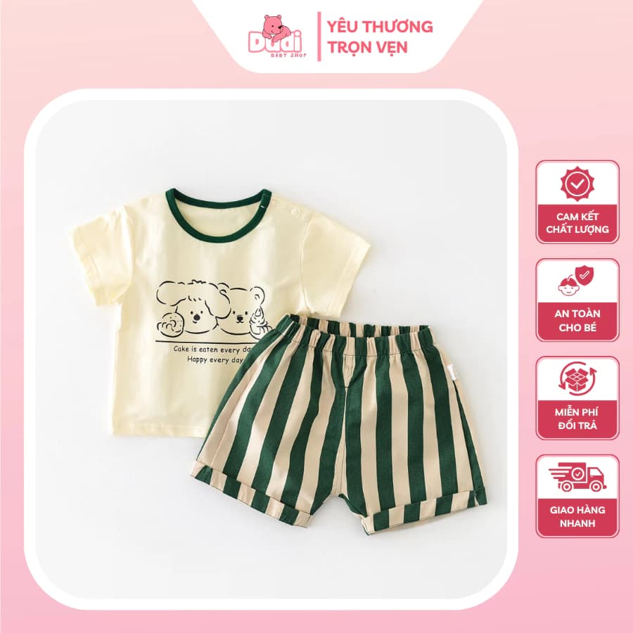 Bộ đồ mùa hè cho bé sơ sinh phong cách Hàn Quốc cổ tròn áo phông 0-3 tuổi trẻ em quần short cotton QAR-001