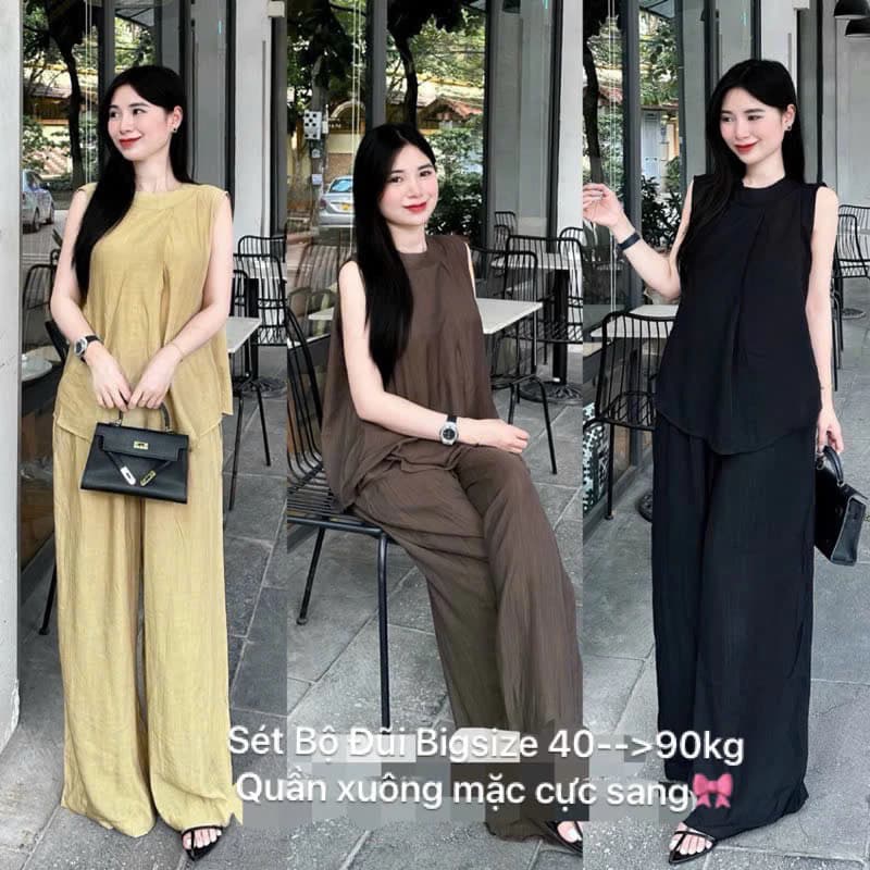 sét Bộ Nữ ÁO Ba Lỗ phối Quần xuông Bigsize(40-->92kg)Chất đũi mềm loại 1