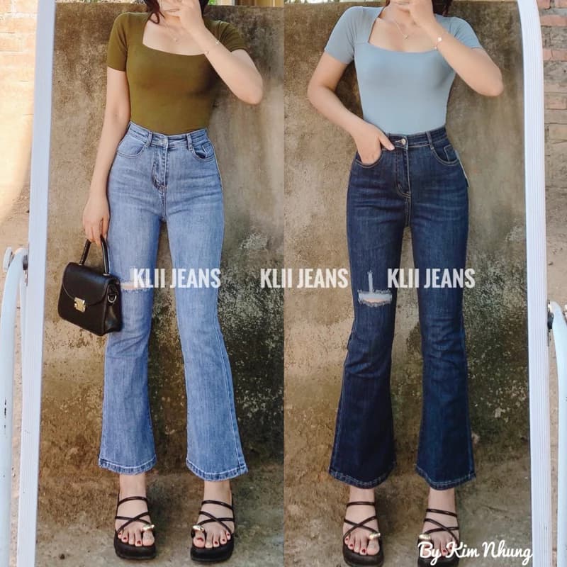 Quần jeans Loe lai cuốn rách xinh 90cm🌷Sẵn lên phom xinh xỉu