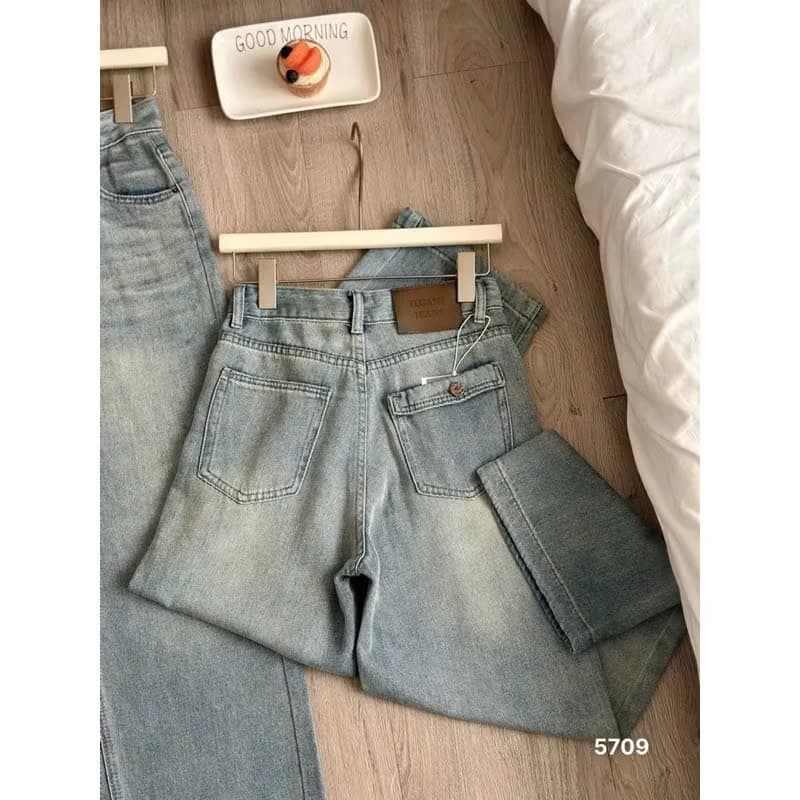Quần jean bò ống rộng suông xuông nữ jeans cạp cao phong cách,tôn dáng tăng chiều cao