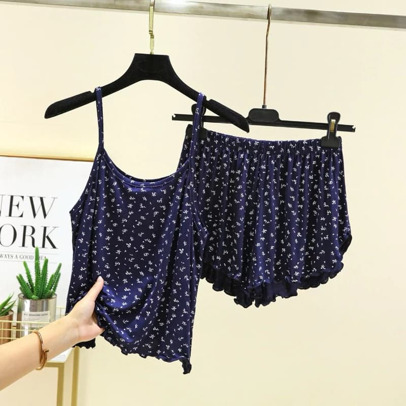 (sẵn) Bộ đồ ngủ nữ họa tiết dễ thương, chất liệu cotton thoáng mát, mẫu hoa nhí mới nhất 2025