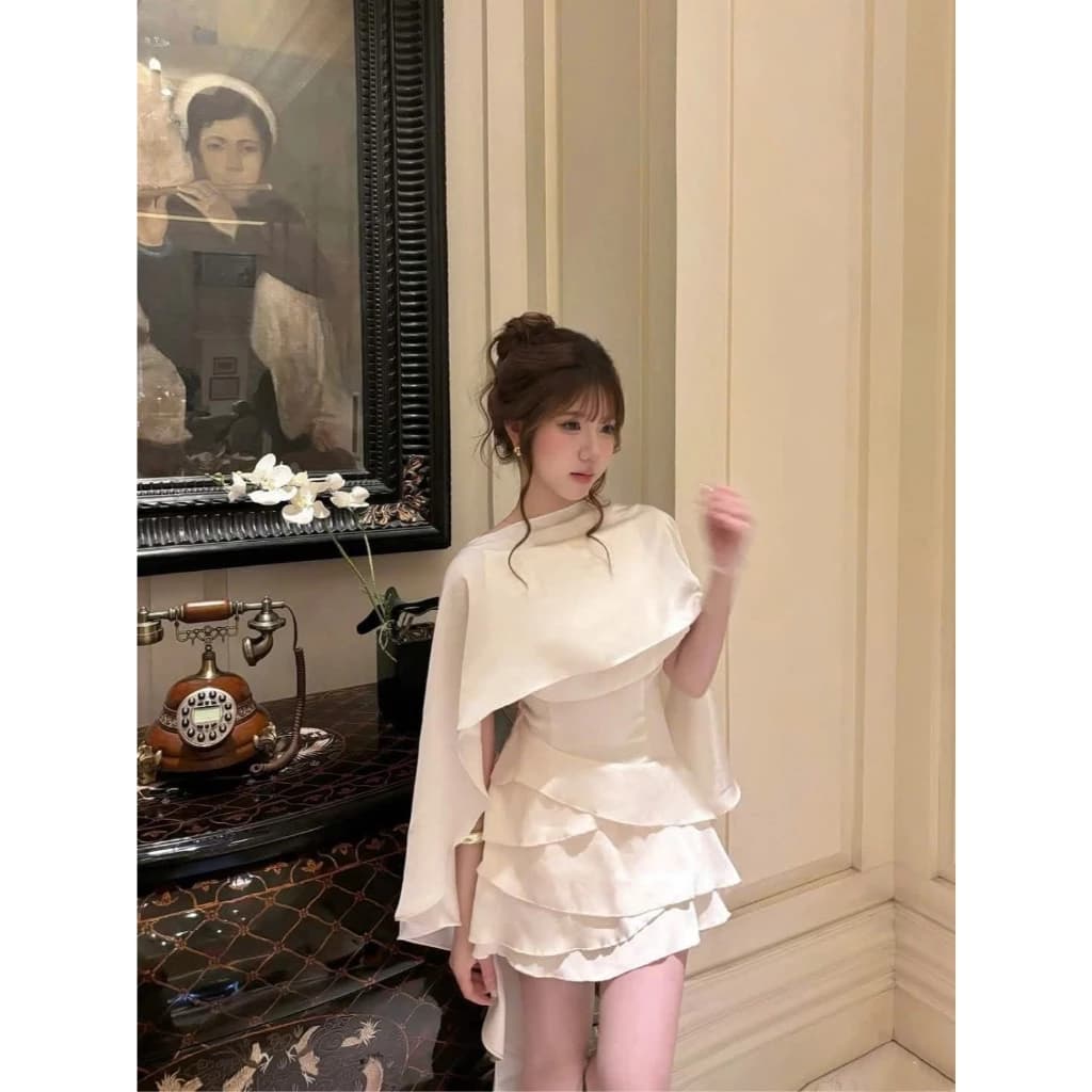 ✅Đầm Tiểu Thư Xinh Lụa Thướt Tha Phối Áo Choàng Siêu Xinh