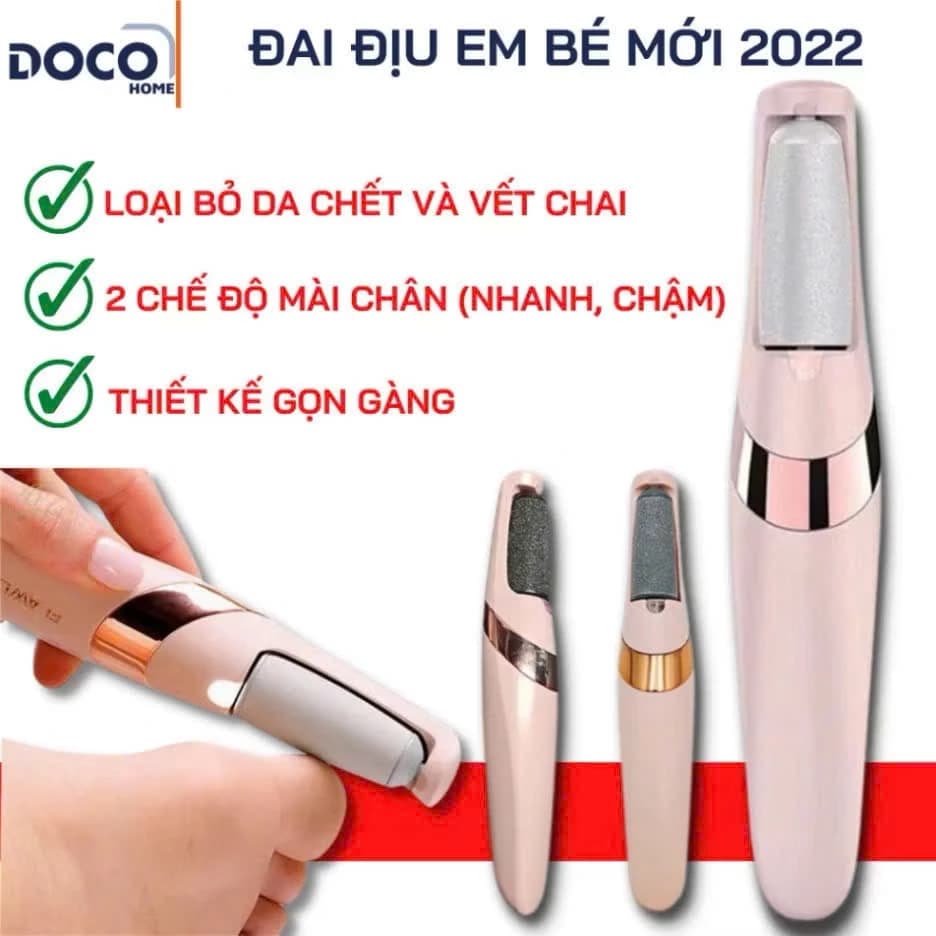 Máy chà gót chân loại bỏ da chết và vết chai, dụng cụ mài gót chân tại nhà 2 đầu mài, pin tích điện