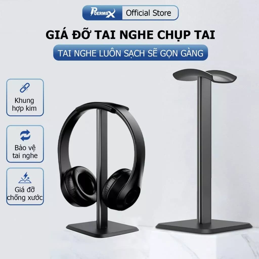 Giá đỡ treo tai nghe chụp tai Headphone Poermax Z6 khung kim loại chắn chắc