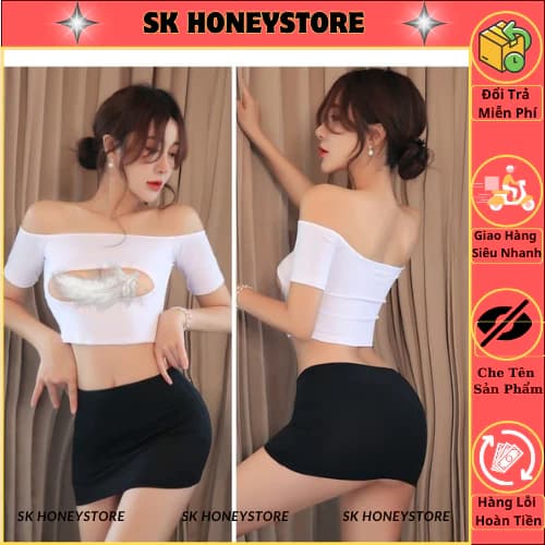 Bộ ngủ nữ body khoét ngực quyến rũ MS01318 🍒 Đồ ngủ nữ