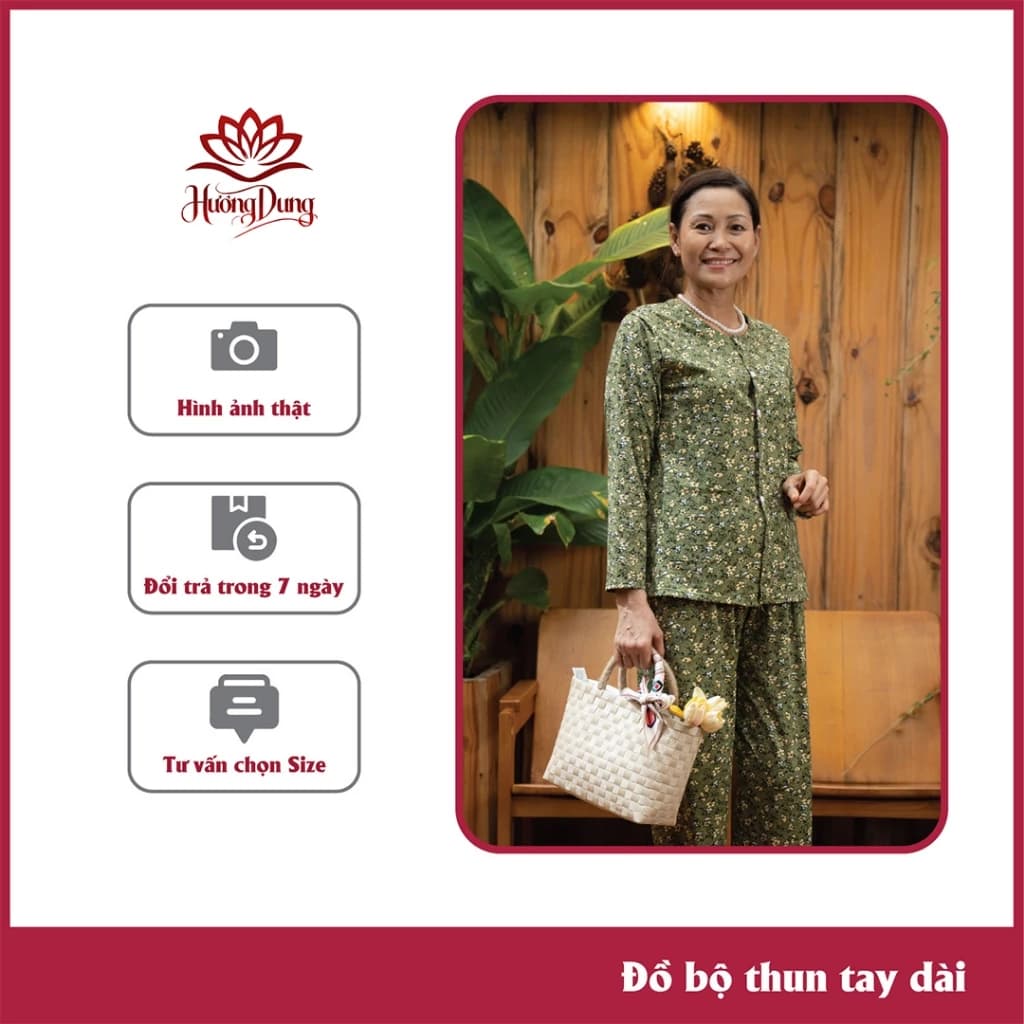 Đồ Bộ Cho Ngoại, Đồ Bộ Trung Niên Cho Người Lớn Tuổi Mặc Ở Nhà, Tặng Bà Chất Thun Tay Dài Mát