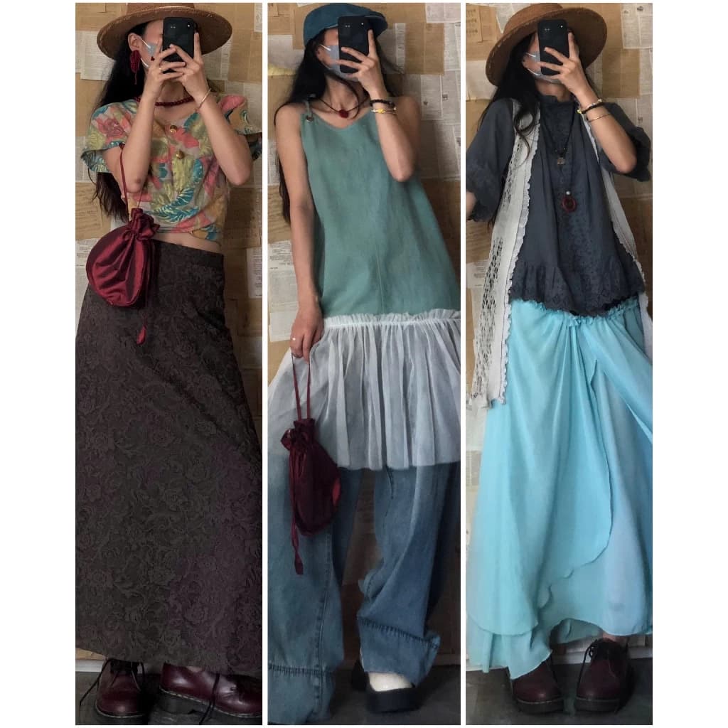 [April6 clothing/ Outfits by April6] Set đầm váy dáng dài vintage, korea style, Japan style, retro 2hand. Demo ảnh bìa