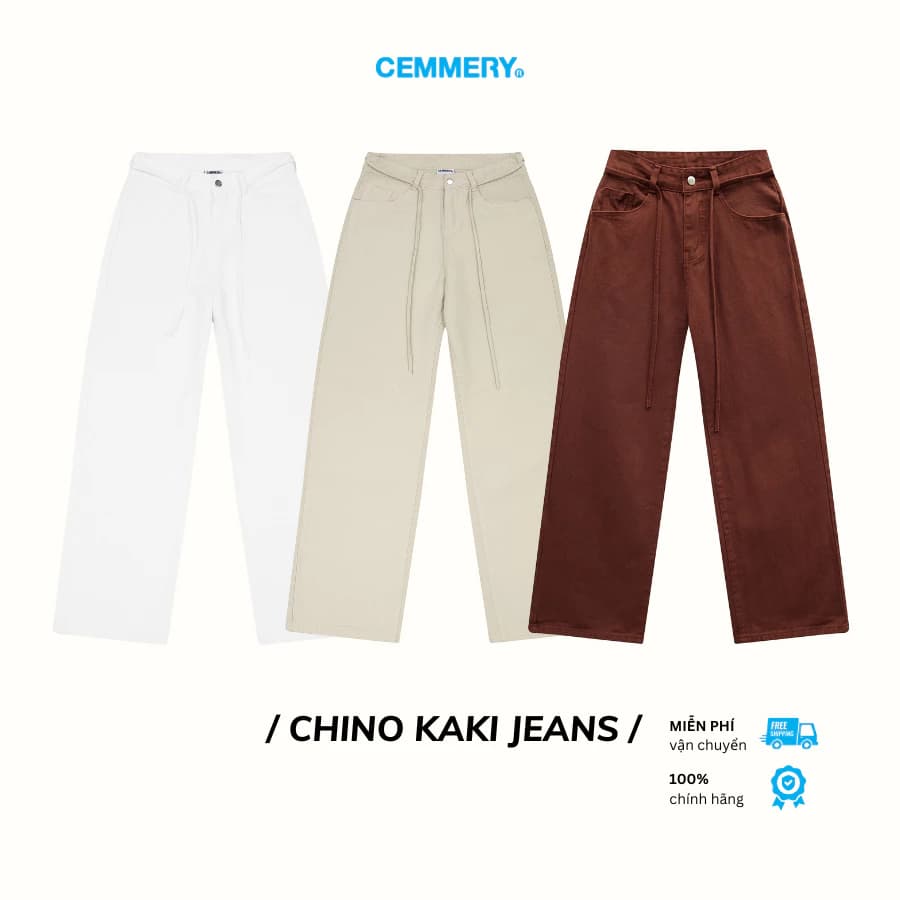 Quần Kaki Jeans CEMMERY Local Brand Chính Hãng Chino Kaki Jeans Form Ống Suông 3 Màu