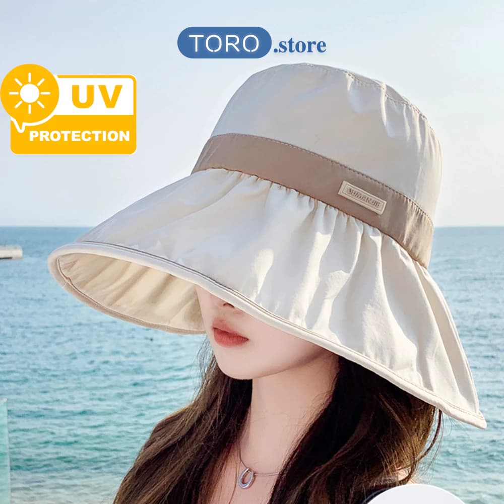 Mũ Chống Nắng Rộng Vành Chống Tia UV 99%, Nón Che Nắng Nữ Đi Biển Du Lịch Xuân Hè 2025 Có Thể Điều Chỉnh Độ Rộng