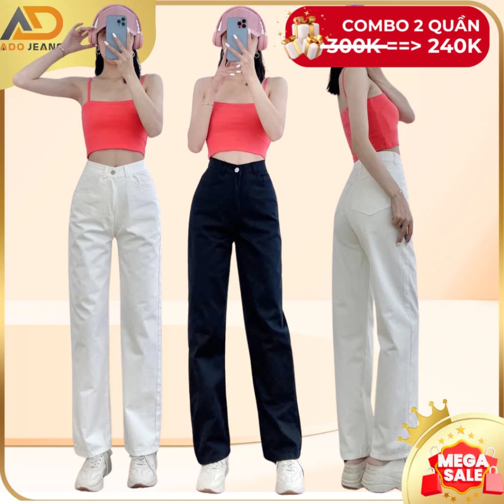 Quần dài kaki nữ ống suông lưng cao ADO JEANS có Bigsize 70kg (Mã K701)
