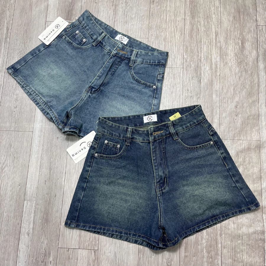 Quần Short Jean Nữ Trơn Lưng Cao 2 Màu Đơn Giản Dễ Phối Đồ