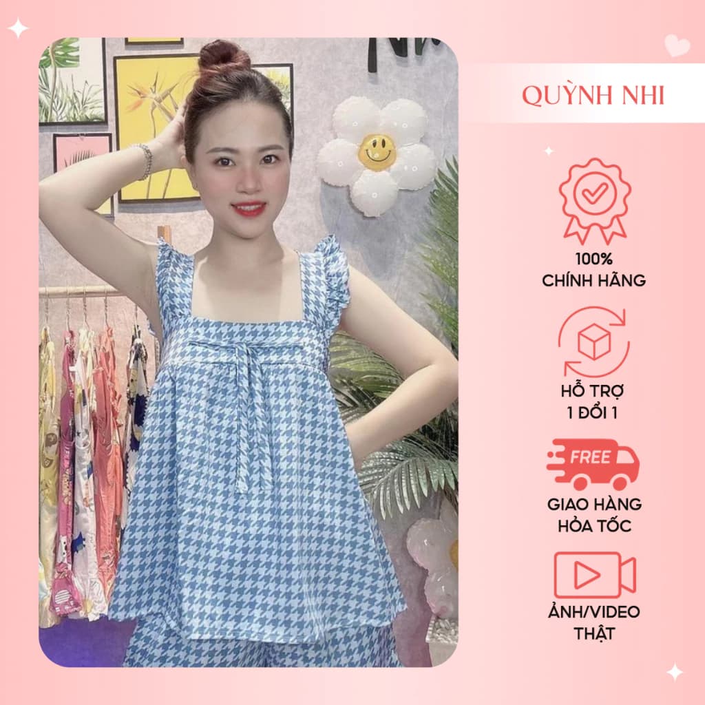 BỘ LỤA XƯỚC QUẦN ĐÙI ÁO TAY CÁNH TIÊN, CÓ TÚI QUẦN, SIZE 40-85KG