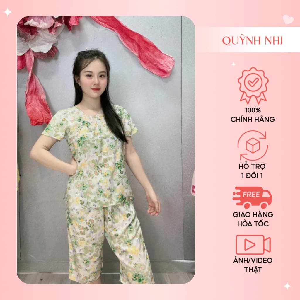 Đồ Bộ Mặc Nhà, Quần Lửng Áo Có Tay Cổ Phối Nút, Chất Tole Lanh Mềm Mịn Mát, Thấm Hút Mồ Hôi Tốt, Có Size TL233