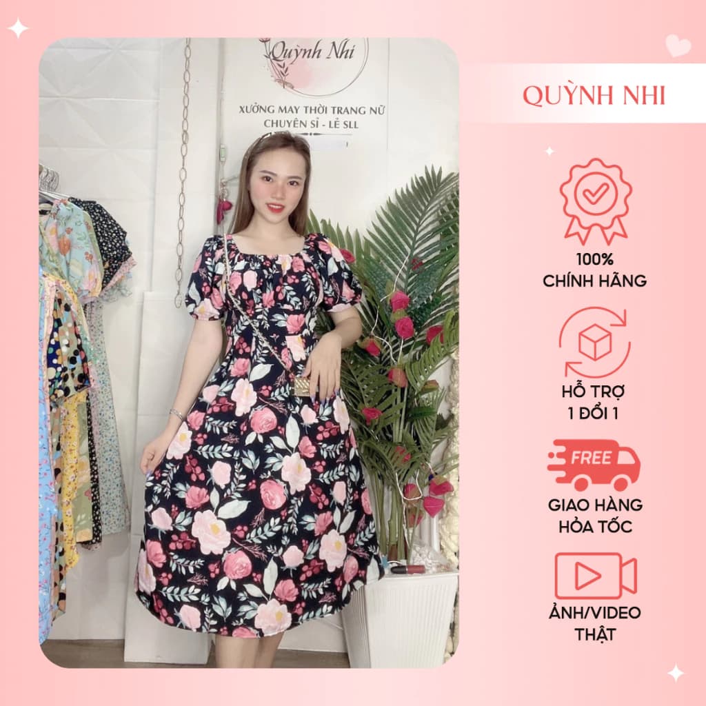 ĐẦM XÒE DỰ TIỆC HỌA TIẾT HOA DỄ THƯƠNG (CÓ SIZE) - MT23