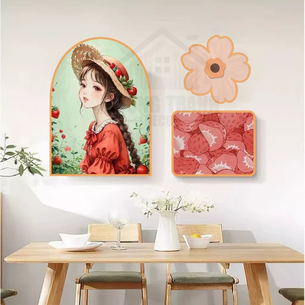 Bộ 3 tranh dán tường mẫu mới cô gái hiện đại , dễ thương, decor phòng khách,... XƯỞNG TRANH DECOR