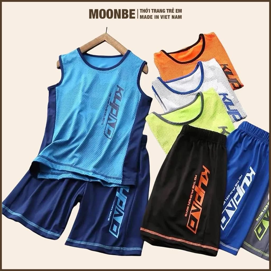 [Size 10-65kg] Set Bộ Ba Lỗ Thun Lưới Cho Bé Trai, Bé Gái Chơi Thể Thao Bóng Rổ Thời Trang Trẻ Em MOONBE 3 Lỗ KUPAD