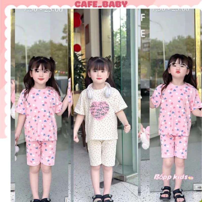 combo 2 bộ coc cotton trái tim xinh xắn cho bé gái