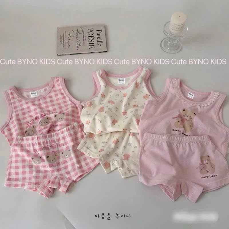 combo 3 bộ ba lỗ bé gái, hoạ tiết gấu,chất cotton mềm mát thấm hút mồ hôi