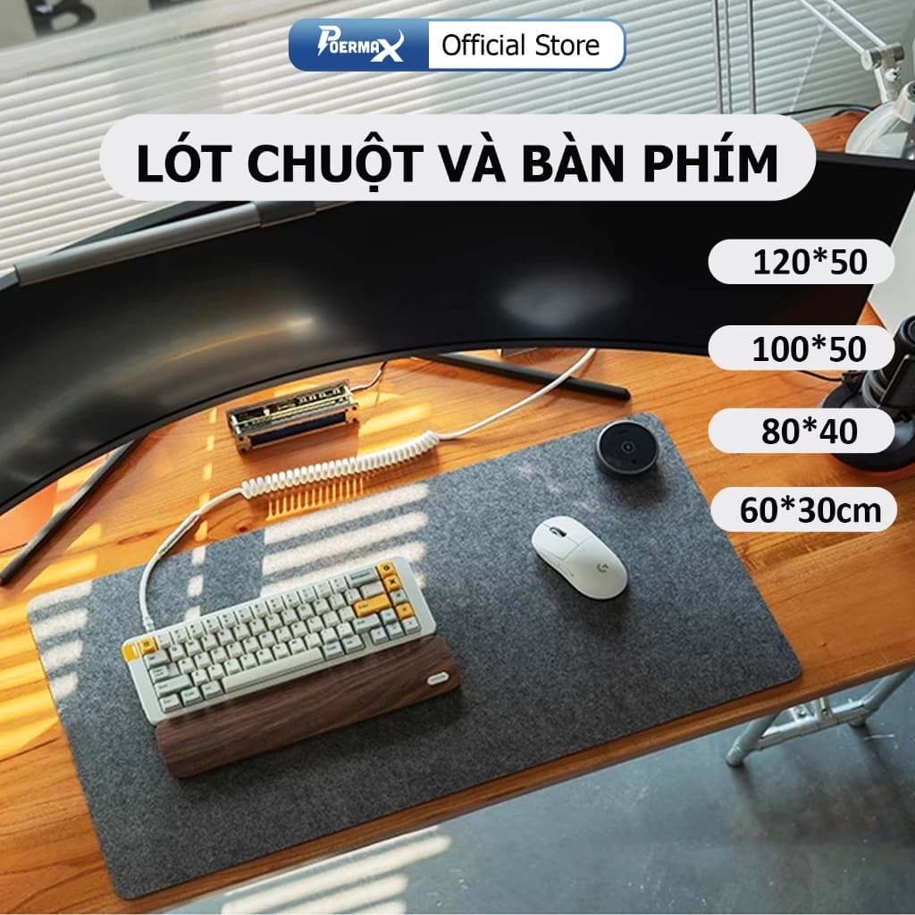 Lót chuột và bàn phím mặt nỉ chống trượt kích thước lớn