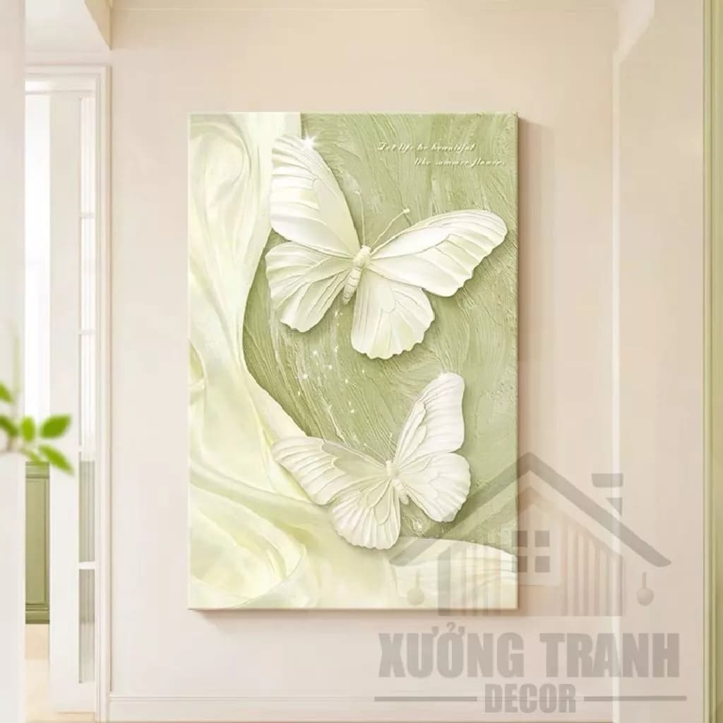 Tranh canvas căng khung (không viền) Con bướm xinh, hiệu ứng 3D, phù hợp trang trí phòng khách, phòng ngủ, cửa hàng,...
