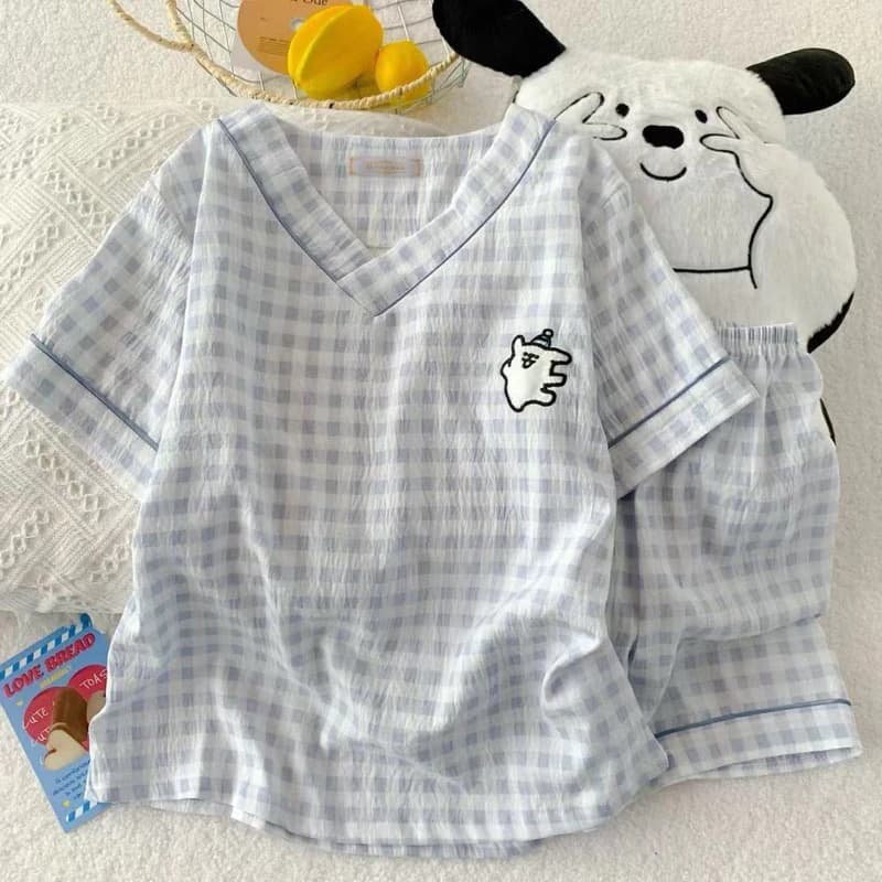 [Sẵn] Bộ ngủ pyjama cổ V quần áo cộc mặc nhà đồ ngủ mềm mát hoạ tiết đáng yêu