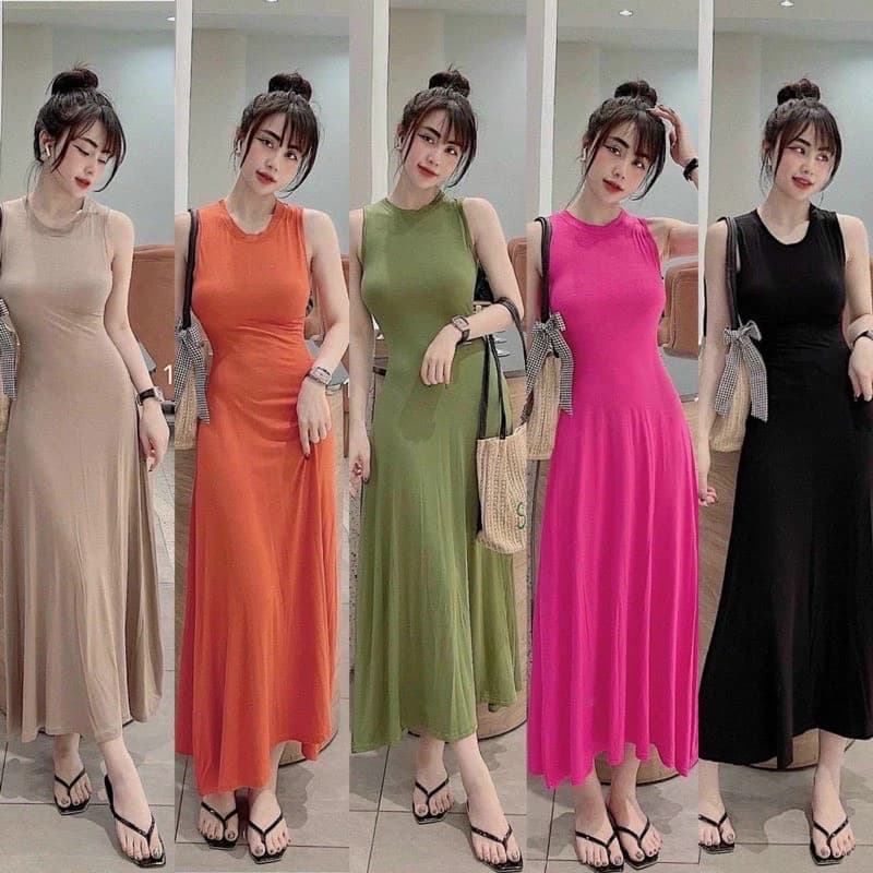[D001]Đầm body sát nách/ đầm ôm body dáng dài maxi sát nách kiểu thời trang