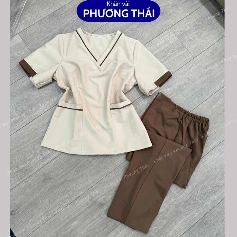 Đồng phục spa SẴN HÀNG, chất cotton lạnh, không nóng, không nhăn
