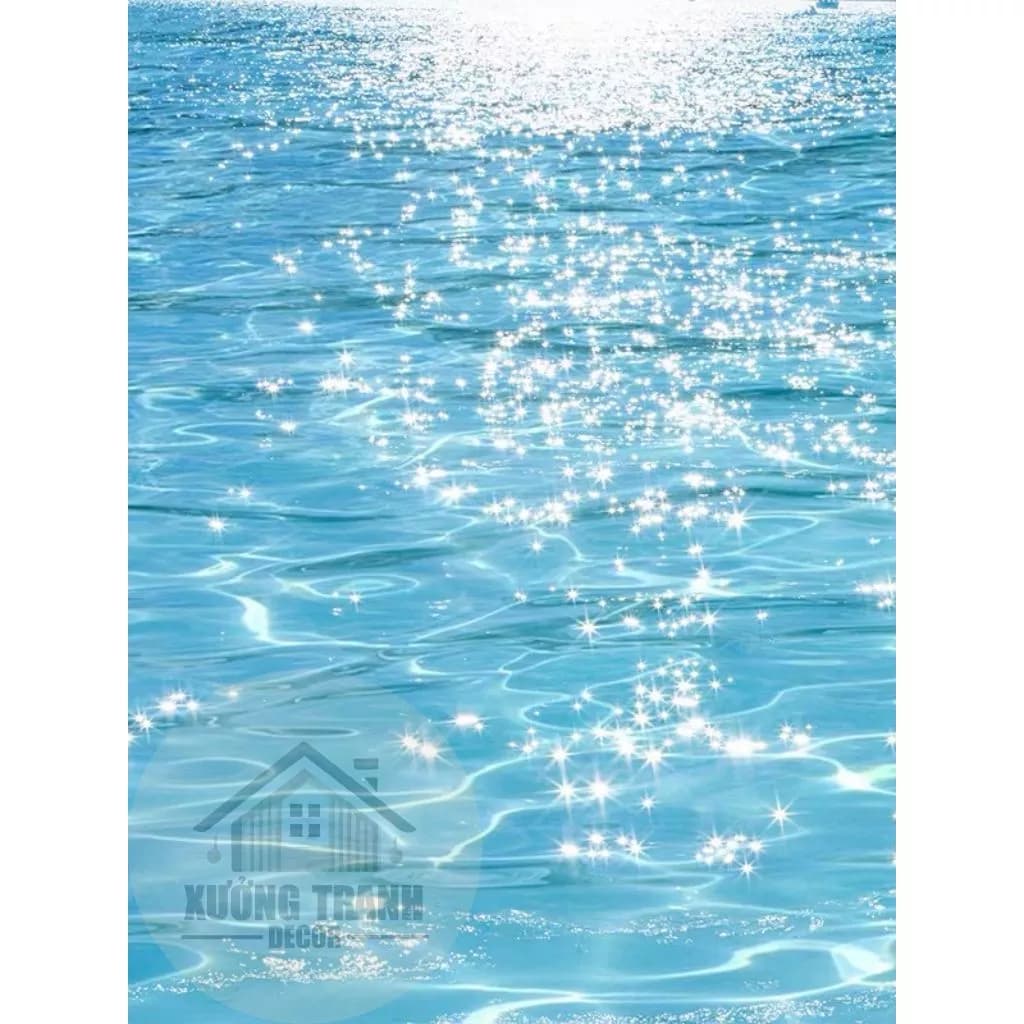 (HỎA TỐC HN) Phông backround biển xanh lấp lánh ánh nắng (mẫu 1)- Chất liệu vải Canvas cao cấp - XUONG TRANH DECOR
