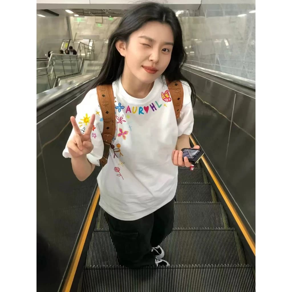 Áo Thun Tay Lỡ Unisex FLOWER, Áo Phông Nam Nữ Form Rộng Cổ Tròn Thêu Logo Vải Thun Cotton Co Giãn 2 Chiều