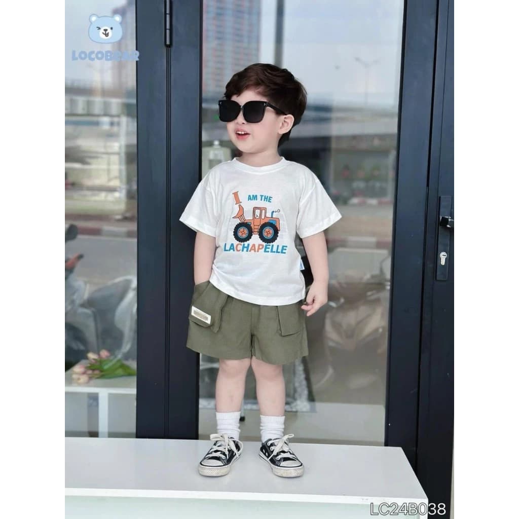 Bộ Quần Áo Cộc Tay Chất Liệu Cotton Mềm Mại Dành Cho Bé Trai 6-23 Kg