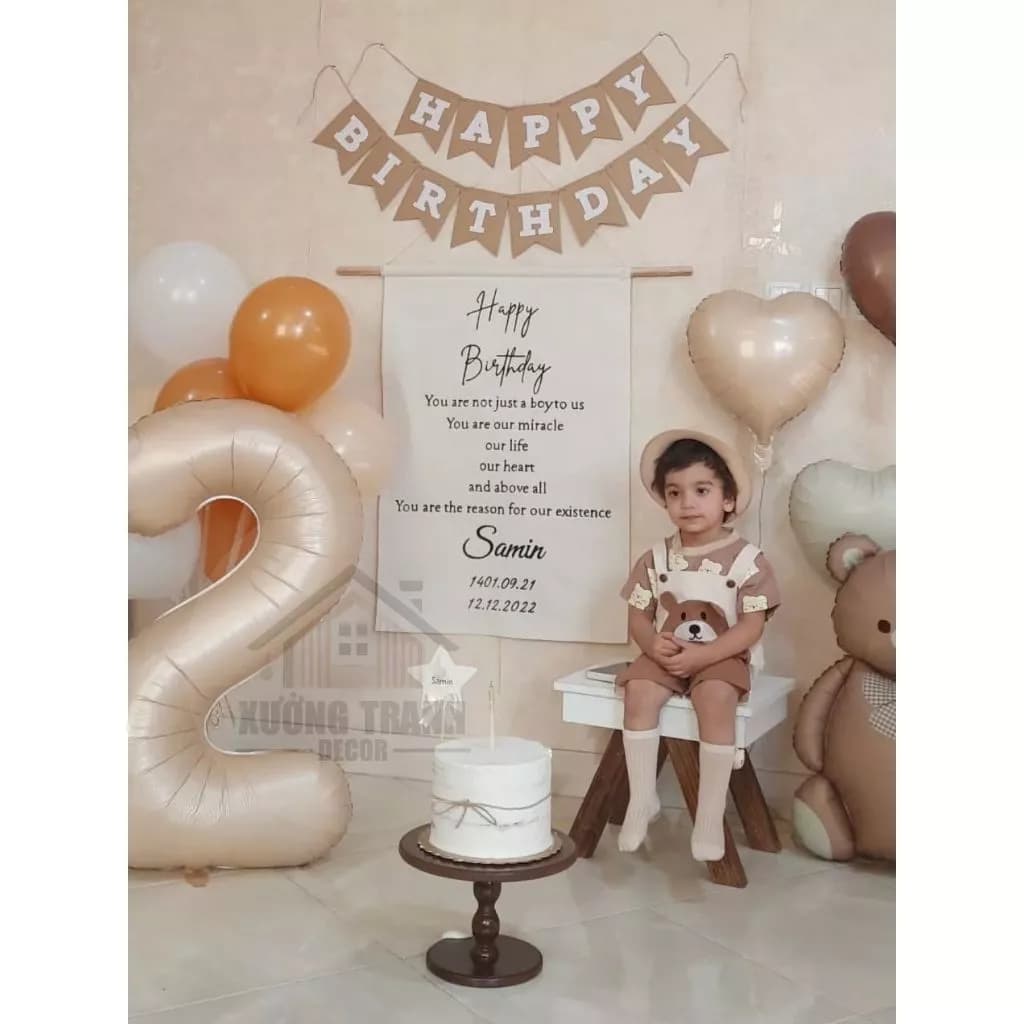 (INB SHOP TÊN, NGÀY SINH CỦA BÉ) Phông nền sinh nhật THIẾT KẾ THEO TÊN BÉ phong cách Hàn Quốc 60x100cm XƯỞNG TRANH DECOR