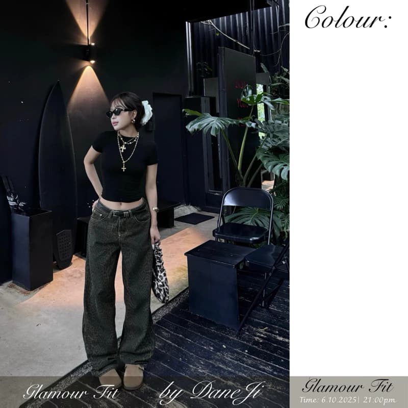 [ 𝐆𝐋𝐀𝐌𝐎𝐔𝐑 𝐅𝐈𝐓 ] Set QUẦN DÀI ống rộng Da beo - bbtee ĐEN slimfit tôn dáng phong cách retro
