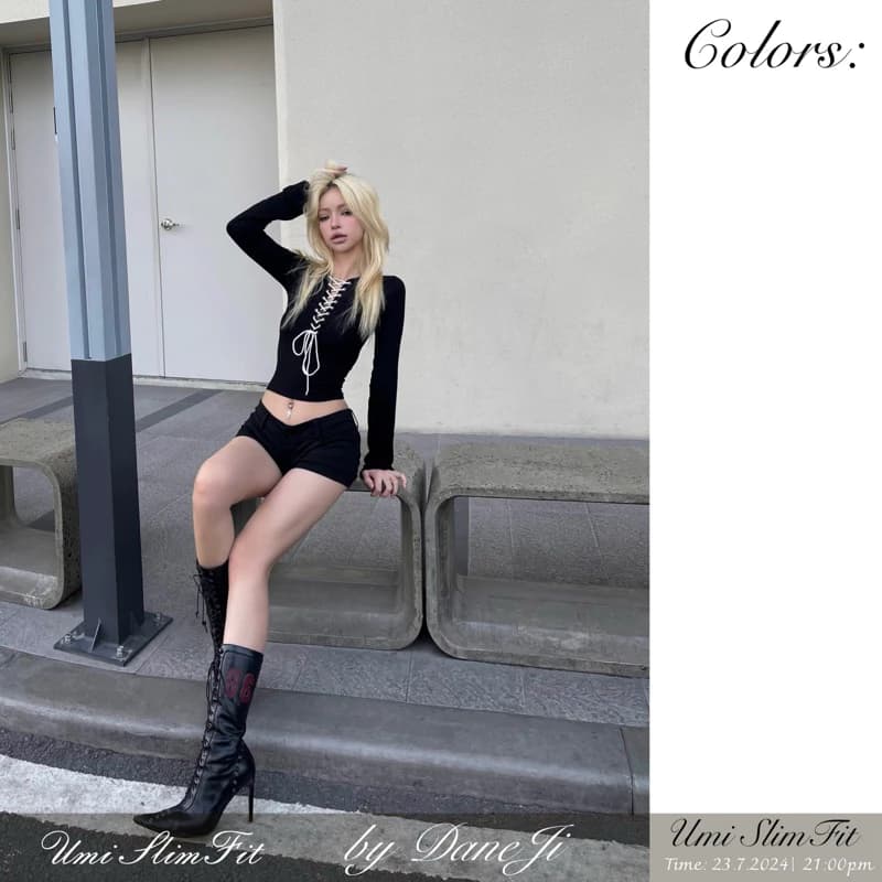[ 𝐔𝐌𝐈 𝐒𝐋𝐈𝐌 𝐅𝐈𝐓 ] Áo đan dây dài tay sexy - Quần kaki cạp trễ dáy ngắn siêu ôm, tôn dáng - Daneji