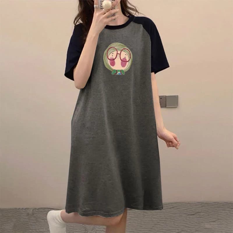 2025 Trang phục mới cho phụ nữ, Phiên bản Hàn Quốc ngắn Summer, Váy dài đơn giản Mùa hè, Váy lười dài đầu gối dài