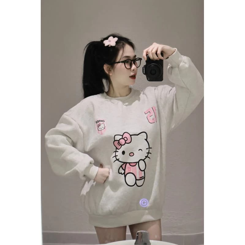 Sweater Hello Kitty Hottrend 2025 Hình In Sắc Nét Chất Vải Dày Dặn